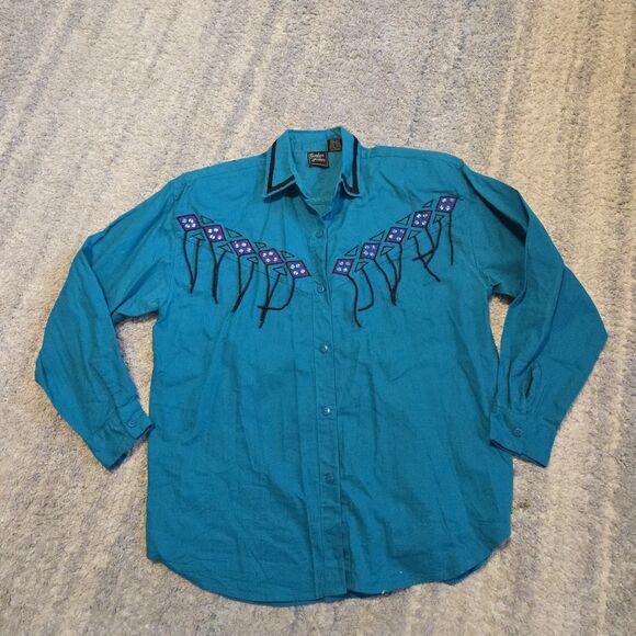 Vintage  Women's Gordon and James Western Shirt Green Size Large - Picture 1 of 7